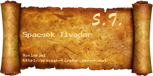 Spacsek Tivadar névjegykártya